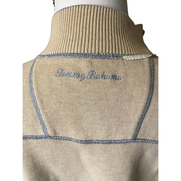 Tommy Bahama Reversible Men’s High Neck Sweater Quarter Zip XL Blue Tan - Picture 7 of 10
